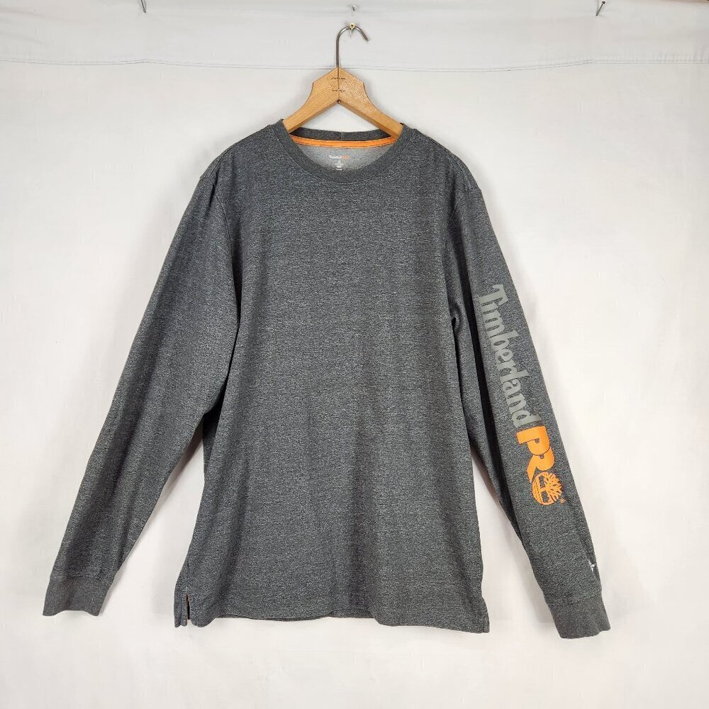 Timberland Pro Long Sleeve Tee Shirt Men's Med Gray Original Fit Logo Work